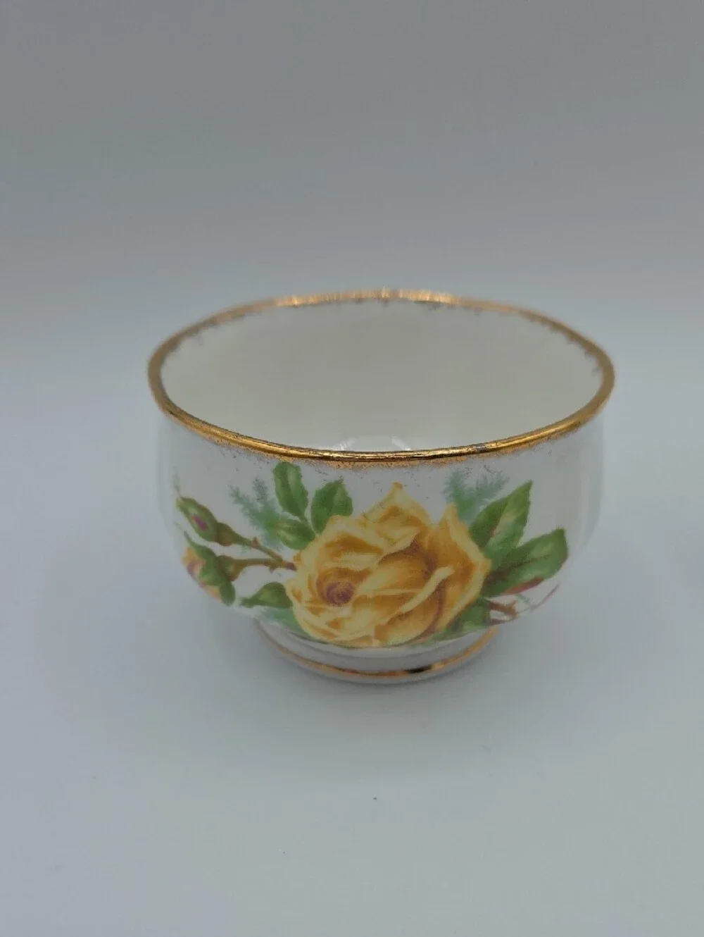 Royal Albert Tea Rose Yelloe and Green Floral Porcelain Cream And Sugar Dishes